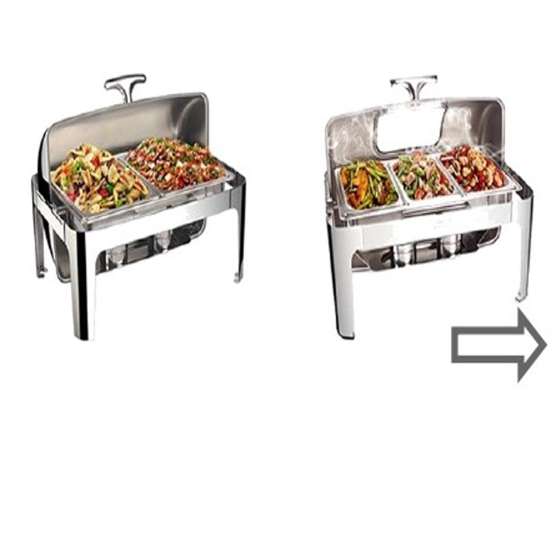 Luxury Roll Top Saving Chafing Dish Dishes Stainless Steel Buffet Food Warmer Display Set