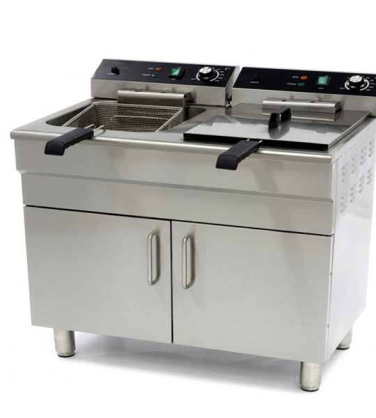 STRONGERTECH PMC Ce Certificated Restaurant Stainless Free Standing Commercial 40l Double Tanks Donut Potato Corn Sambuusa Electric Deep Fryer