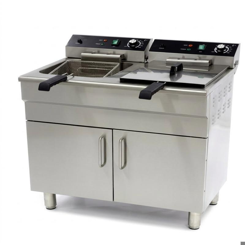 STRONGERTECH PMC Ce Certificated Restaurant Stainless Free Standing Commercial 40l Double Tanks Donut Potato Corn Sambuusa Electric Deep Fryer