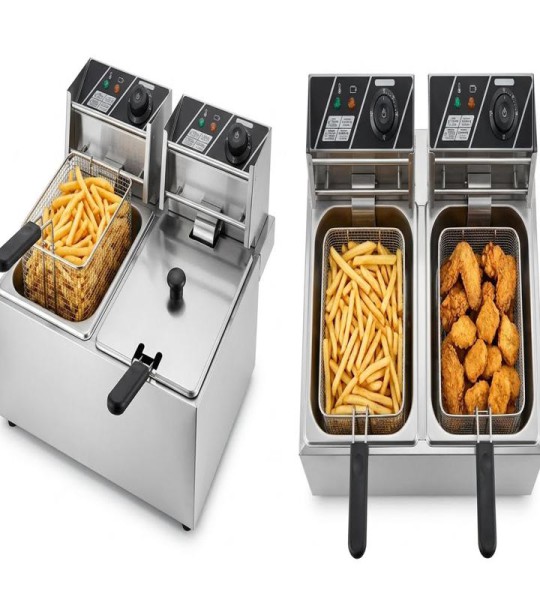 STRONGERTECH PMC Commercial Stainless Steel Electric Double 6l Tank Deep Fryer