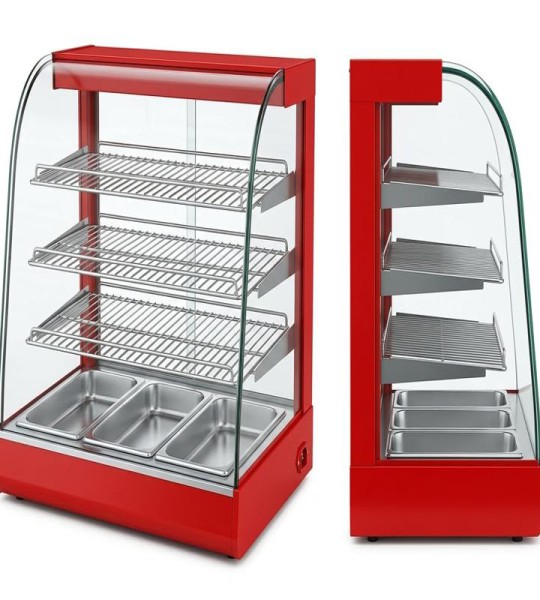 STRONGERTECH PMC Glass Food Warmer 3 Plate Display Show Case Commercial Kitchen Equipment
