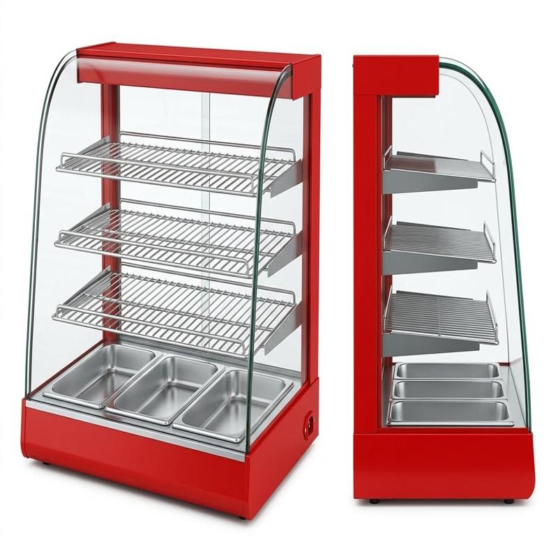 STRONGERTECH PMC Glass Food Warmer 3 Plate Display Show Case Commercial Kitchen Equipment