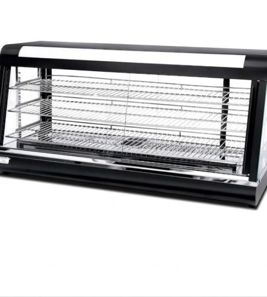 STRONGERTECH PMC Glass Food Warmer Wide Beauty Black Display Show Case Commercial Kitchen Equipment