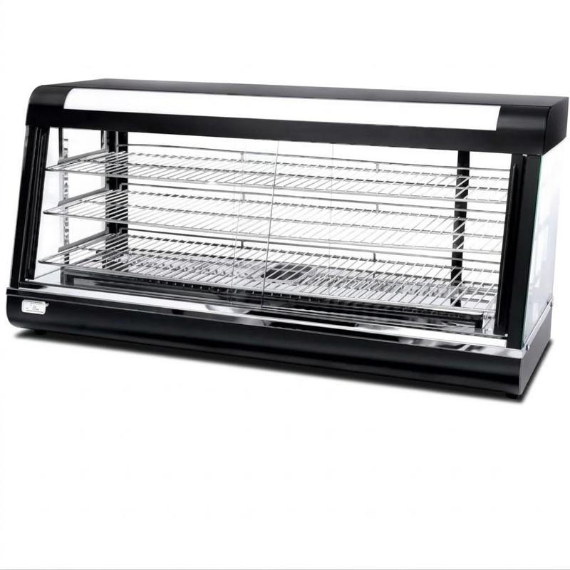 STRONGERTECH PMC Glass Food Warmer Wide Beauty Black Display Show Case Commercial Kitchen Equipment