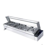 STRONGERTECH PMC Stainless Steel Commercial Electric 5 Pans Bain Marie Countertop Sauce Soup Food Warmer Restaurant Snack Buffet Bainmarie18kw