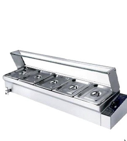 STRONGERTECH PMC Stainless Steel Commercial Electric 5 Pans Bain Marie Countertop Sauce Soup Food Warmer Restaurant Snack Buffet Bainmarie18kw