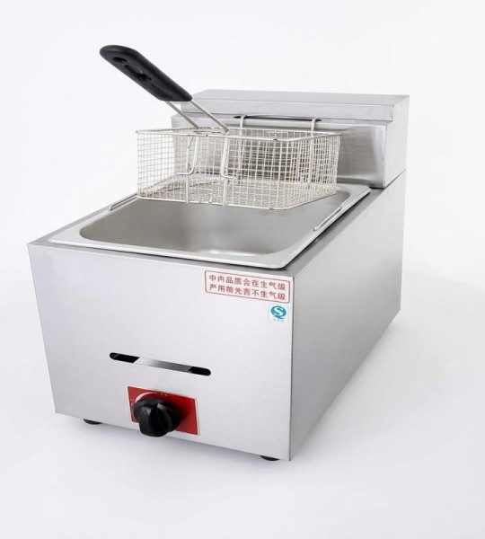 STRONGERTECH PMC Stainless Steel Single Gas Deep Fryer With Cabinet For Potato Chips Chicken Fish Fryer Catering Kitchen Equipment Machine
