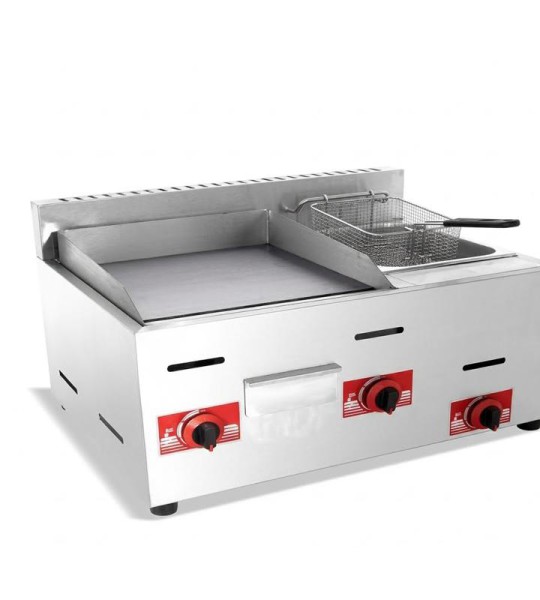 STRONGERTECH PMC Table Top 4 Chapati Combi Flat Side With 6 Liters Gas Fryer And Griller Hot Cooking Equipment