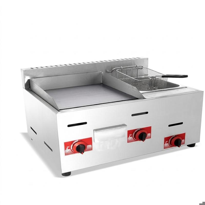 STRONGERTECH PMC Table Top 4 Chapati Combi Flat Side With 6 Liters Gas Fryer And Griller Hot Cooking Equipment