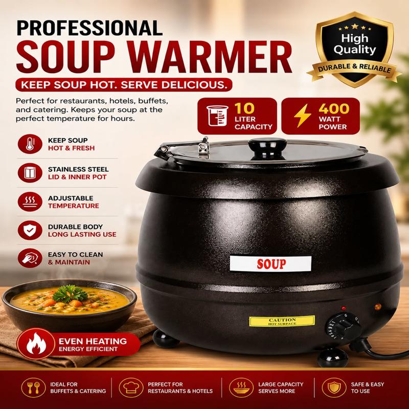 Professional Electric Commercial Soup Warmer Kettle 10L (400W)