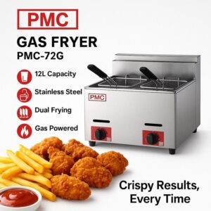 PMC PMC-72G Commercial Double-Tank Gas Deep Fryer (12L Capacity)