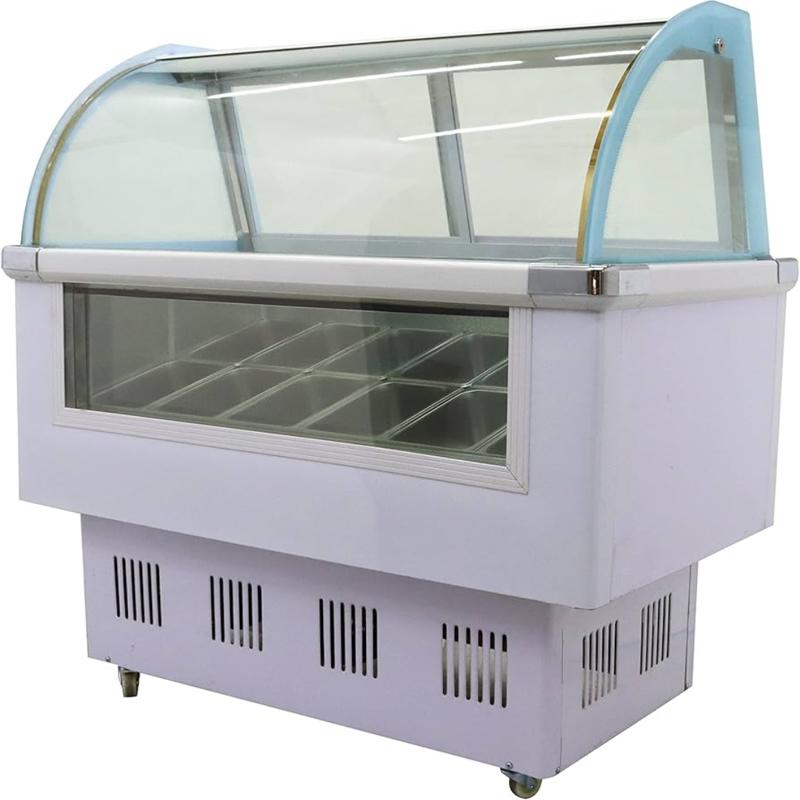 Commercial 10-Pan Hard Ice Cream Gelato Showcase Dipping Cabinet Freezer