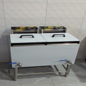 Strongertech Commercial Double-Tank Electric Floor Deep Fryer with Drain Taps (28L Total Capacity)