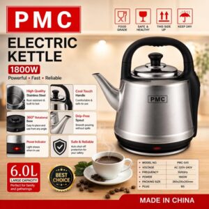 PMC 6.0L High-Capacity Commercial Electric Kettle 1800W (Model: PMC-545)