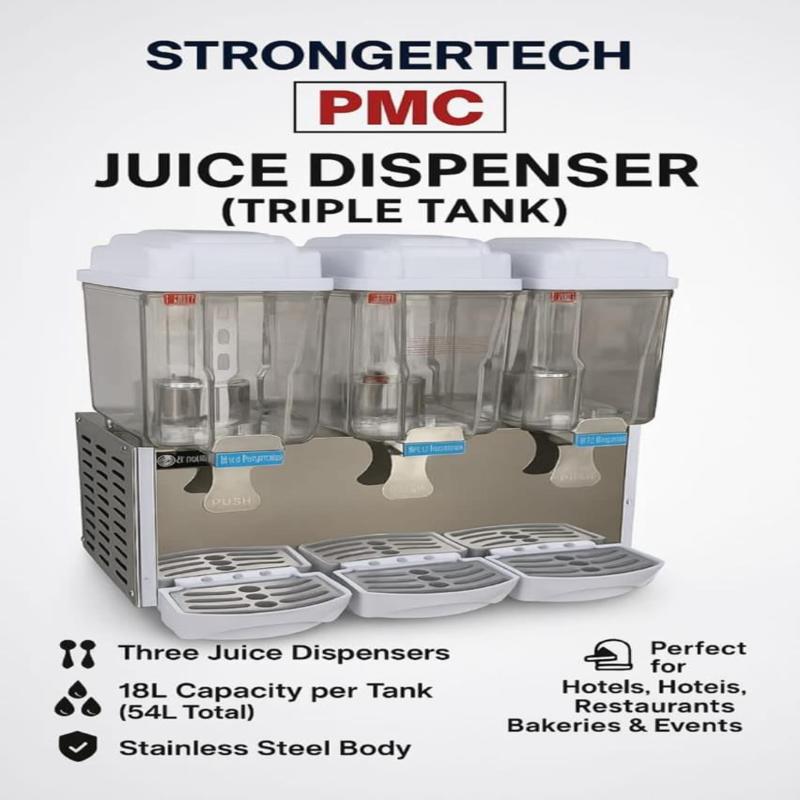 Strongertech-PMC Triple Tank Commercial Juice Dispenser (54L Capacity)